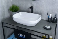 Накладная раковина GID Lago D1468 50 глянцевая белая, прямоугольная, фаянс