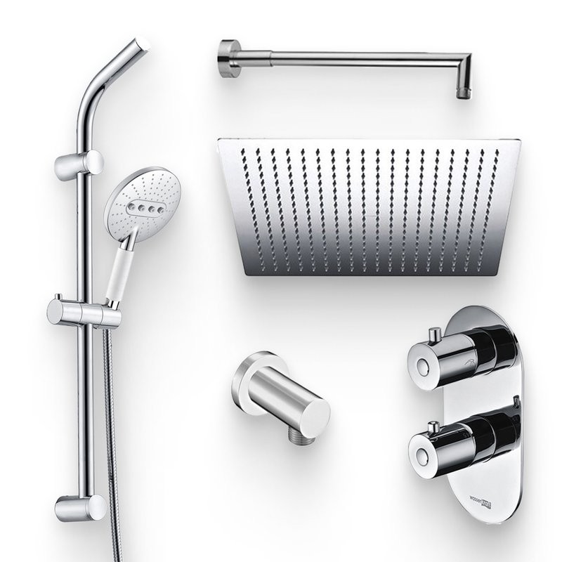 Душевой комплект Термостат Wasserkraft Berkel 4833 С ВНУТРЕННЕЙ ЧАСТЬЮ + Гарнитур A044 + Подключение A021 + Душ A119 + Кронштейн A019