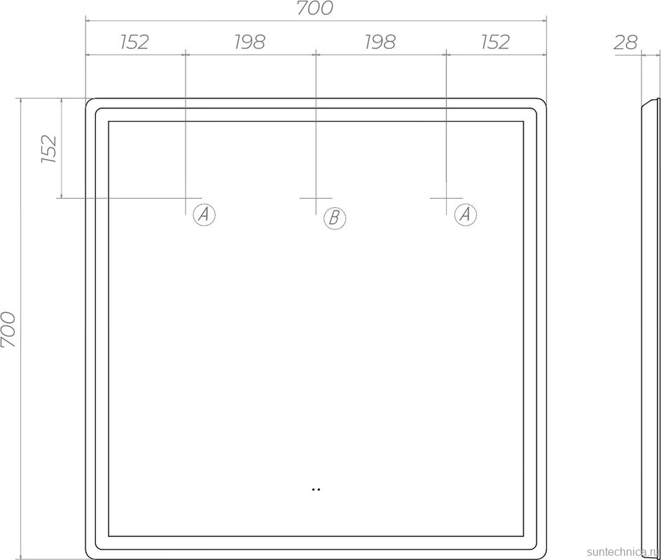 Зеркало Vigo Geometry Сlassic 70 с подсветкой