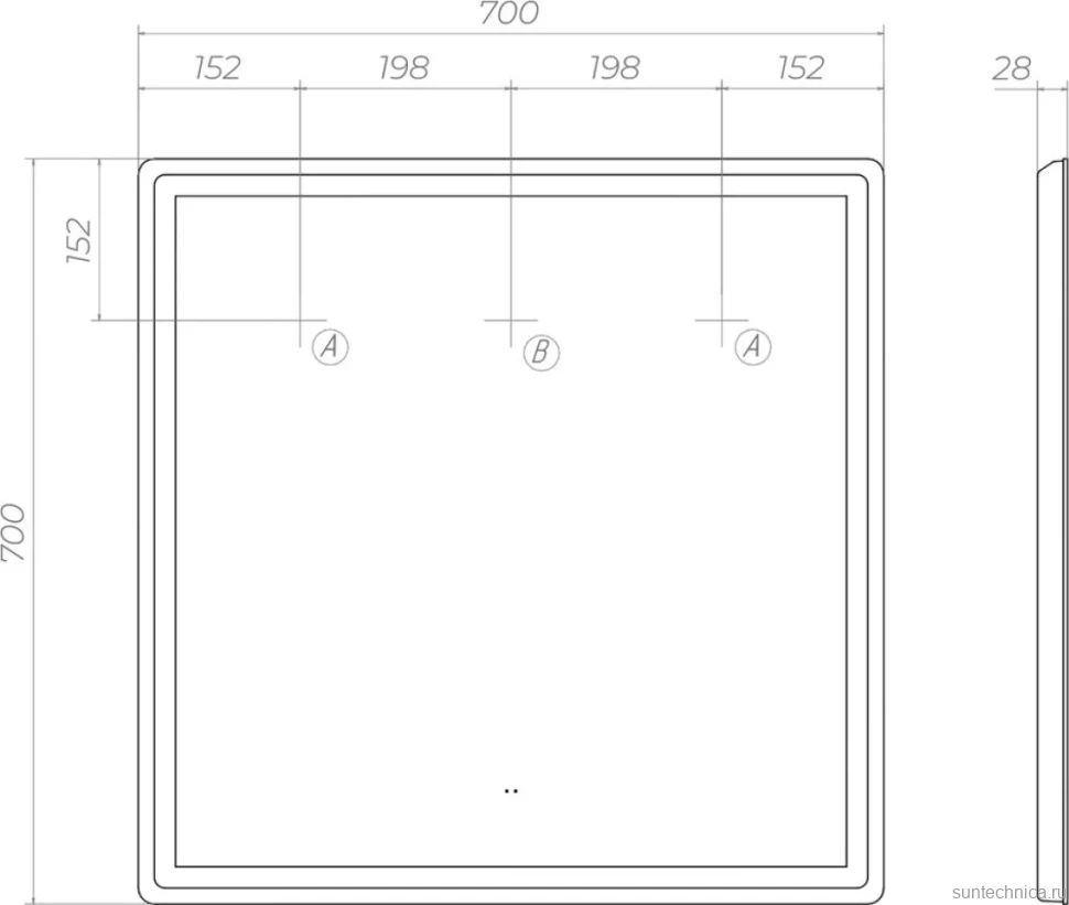 Зеркало Vigo Geometry Сlassic 70 с подсветкой
