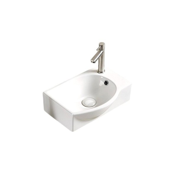 Раковина маленькая в туалет GID Suspendido N9276L 41 глянцевая белая, прямоугольная, фаянс