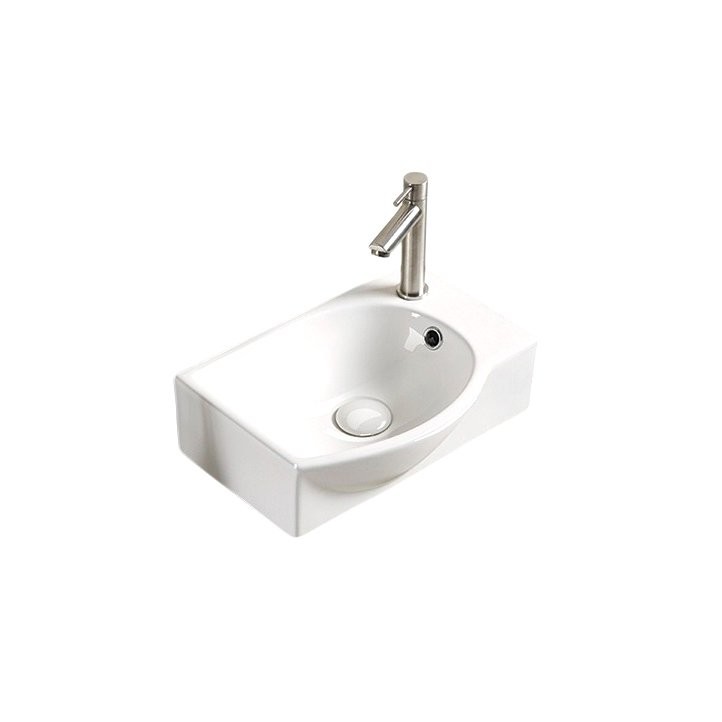 Раковина маленькая в туалет GID Suspendido N9276L 41 глянцевая белая, прямоугольная, фаянс