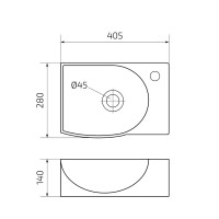 Раковина маленькая в туалет GID Suspendido N9276L 41 глянцевая белая, прямоугольная, фаянс