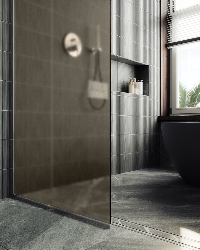 Душевая перегородка Maybahglass MGD-697-5у 79 см, профиль хром матовый, стекло бронза матовое