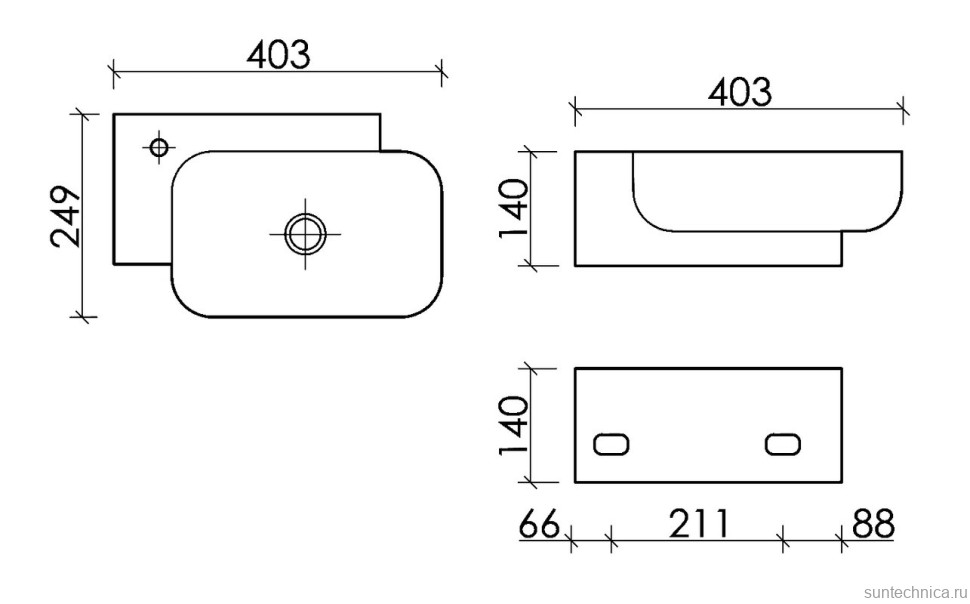 Раковина маленькая в туалет Ceramicanova Element CN6074R белый глянцевый