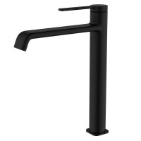 Смеситель для раковины высокий матовый черный, AQUAme Asti AQM6414MB