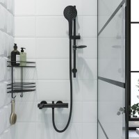 Душевой комплект Смеситель GPD Gildo MBB165-S черный + Гарнитур DST57-S черный матовый
