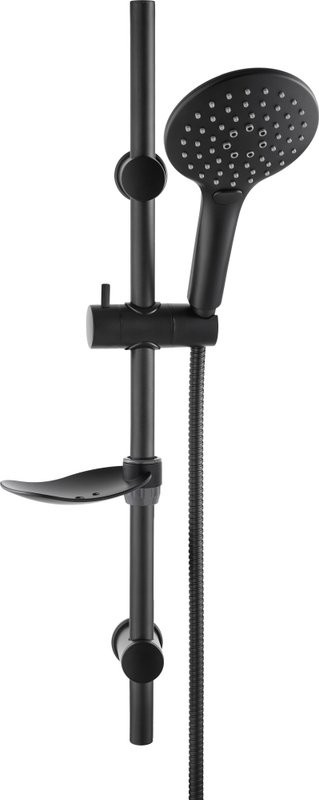 Душевой комплект Смеситель GPD Gildo MBB165-S черный + Гарнитур DST57-S черный матовый