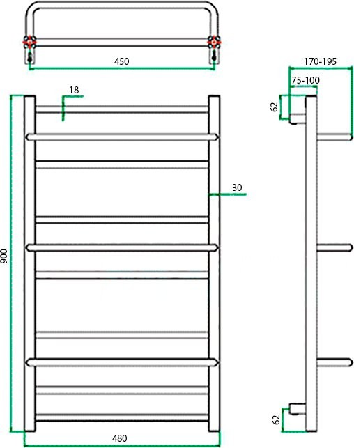 Полотенцесушитель водяной Grota Vista 48x90
