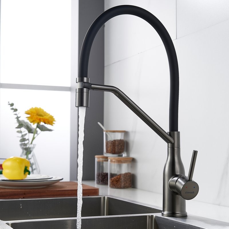 Смеситель для кухни Shevanik S343T-3 оружейная сталь