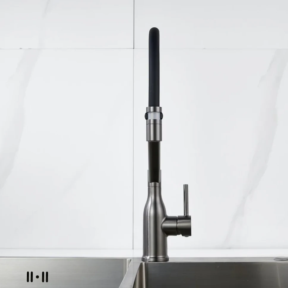 Смеситель для кухни Shevanik S343T-3 оружейная сталь