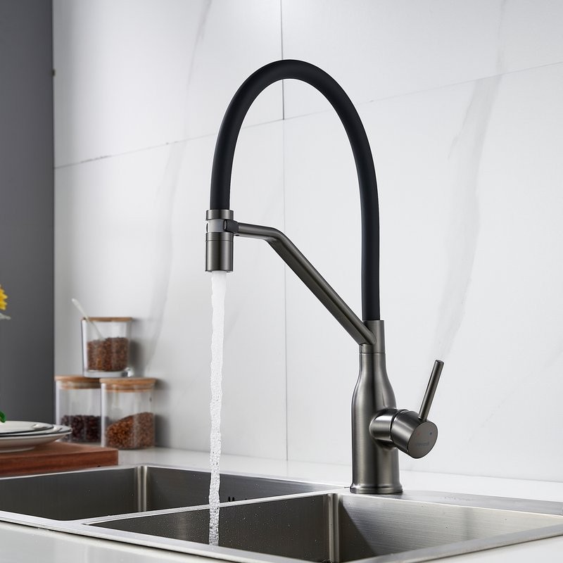 Смеситель для кухни Shevanik S343T-3 оружейная сталь