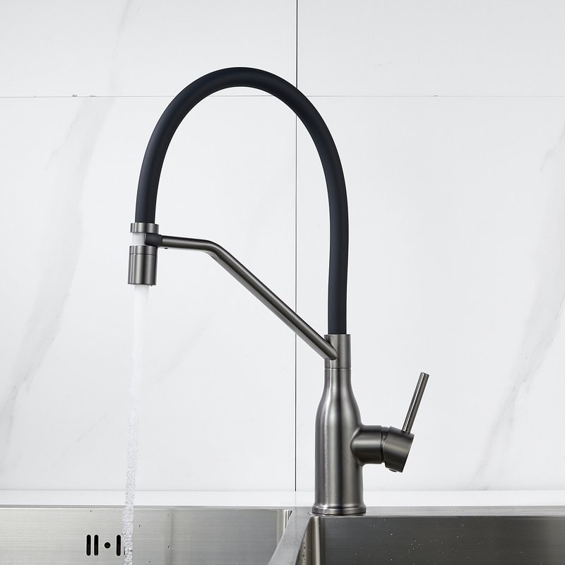 Смеситель для кухни Shevanik S343T-3 оружейная сталь