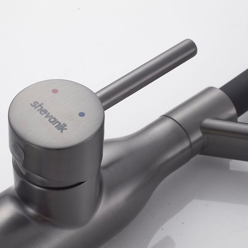 Смеситель для кухни Shevanik S343T-3 оружейная сталь