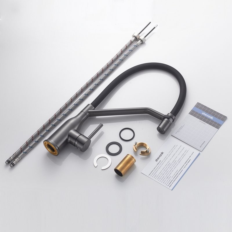 Смеситель для кухни Shevanik S343T-3 оружейная сталь