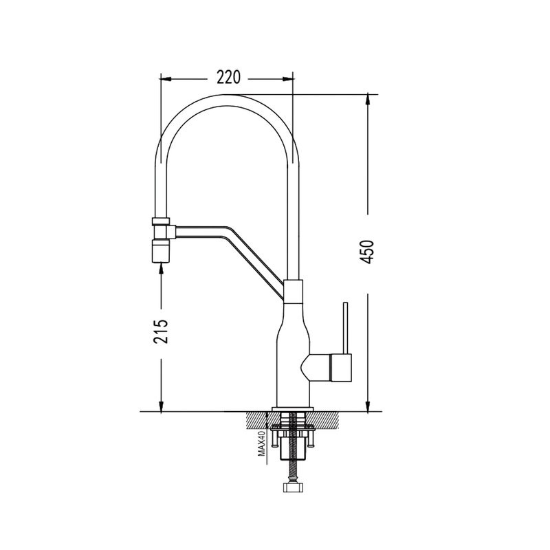 Смеситель для кухни Shevanik S343T-3 оружейная сталь