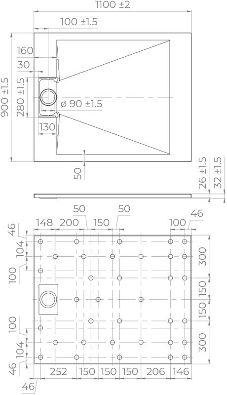 Поддон для душа RGW TUS W 110x90