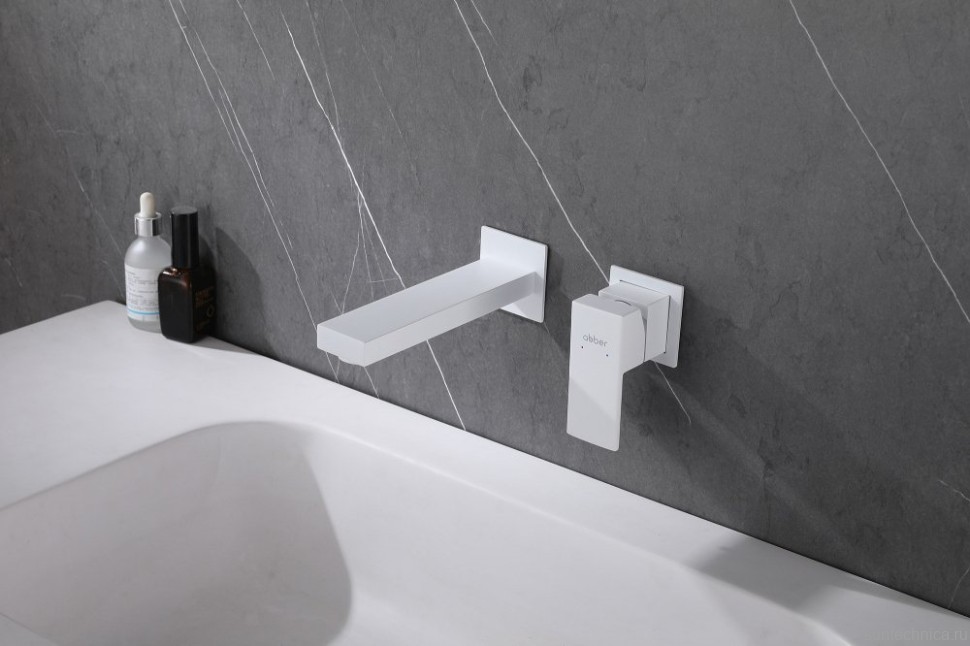 Смеситель для раковины Abber Daheim AF8212W С ВНУТРЕННЕЙ ЧАСТЬЮ, матовый белый