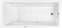 Акриловая ванна WHITECROSS Palace Nano 170x75 см, встраиваемая, с гидромассажем, белый глянец, с каркасом, со сливом-переливом, фурнитура золото
