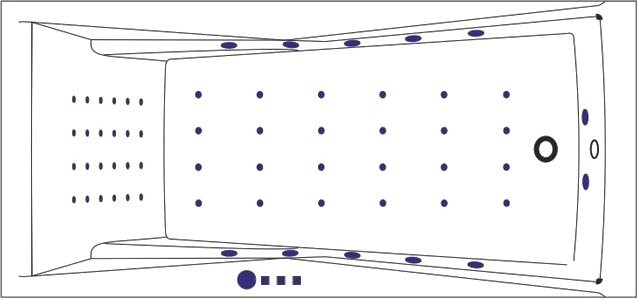 Акриловая ванна WHITECROSS Palace Nano 170x75 см, встраиваемая, с гидромассажем, белый глянец, с каркасом, со сливом-переливом, фурнитура золото