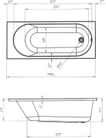 Акриловая ванна Marka One Atlas 170x70 см, пристенная, белая, с каркасом