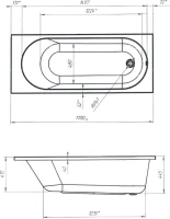 Акриловая ванна Marka One Atlas 170x70 см, пристенная, белая, с каркасом