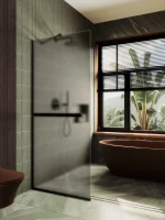 Душевая перегородка Maybahglass MGD-710-6у 109 см, профиль черный, стекло бронза матовое