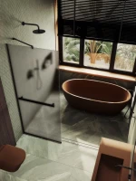 Душевая перегородка Maybahglass MGD-710-6у 109 см, профиль черный, стекло бронза матовое