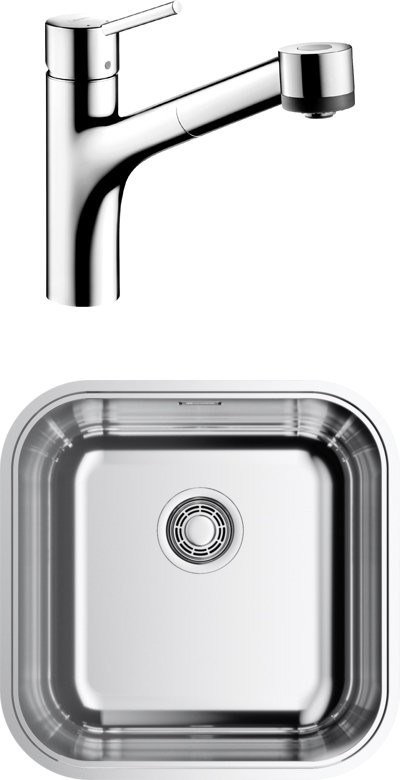 Комплект Мойка Omoikiri Omi 44-U/IF-IN Quadro нержавеющая сталь + Смеситель Hansgrohe Talis S 32841000