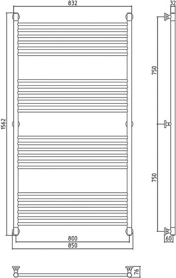 Полотенцесушитель водяной Сунержа Богема + 150x80, прямая