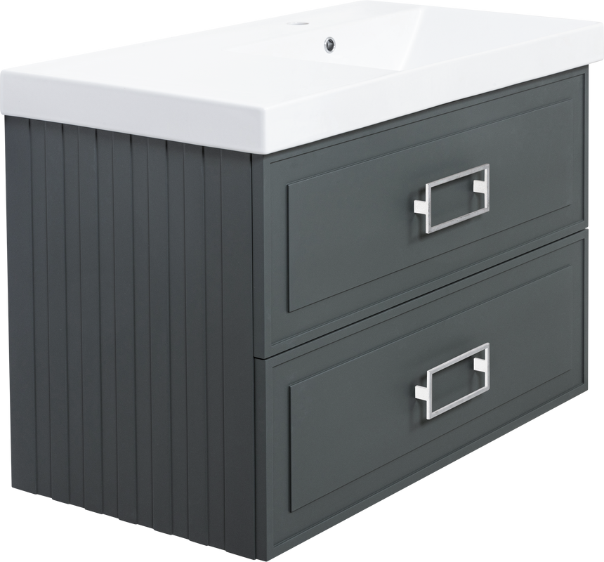 Мебель для ванной комнаты La Fenice Cubo Twin 90 R серая, ручки белые