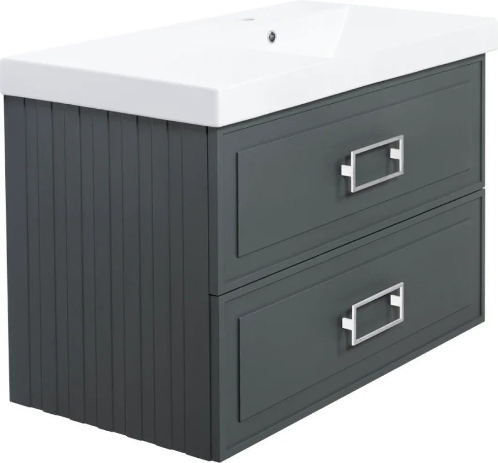 Мебель для ванной комнаты La Fenice Cubo Twin 90 R серая, ручки белые