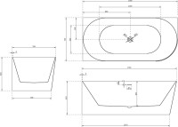 Акриловая ванна Abber AB9258-1.7 L 170x80 см, угловая, левая, пристенная, белая, асимметричная, с каркасом, со сливом-переливом