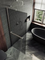 Душевая перегородка Maybahglass MGD-723-5ш 69 см, профиль хром матовый, стекло графит