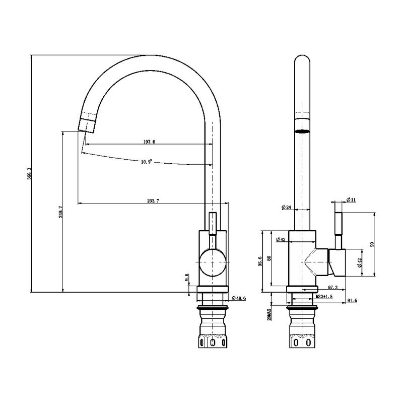 Смеситель для кухни Olive'S Balear 13435-1BLGM оружейная сталь