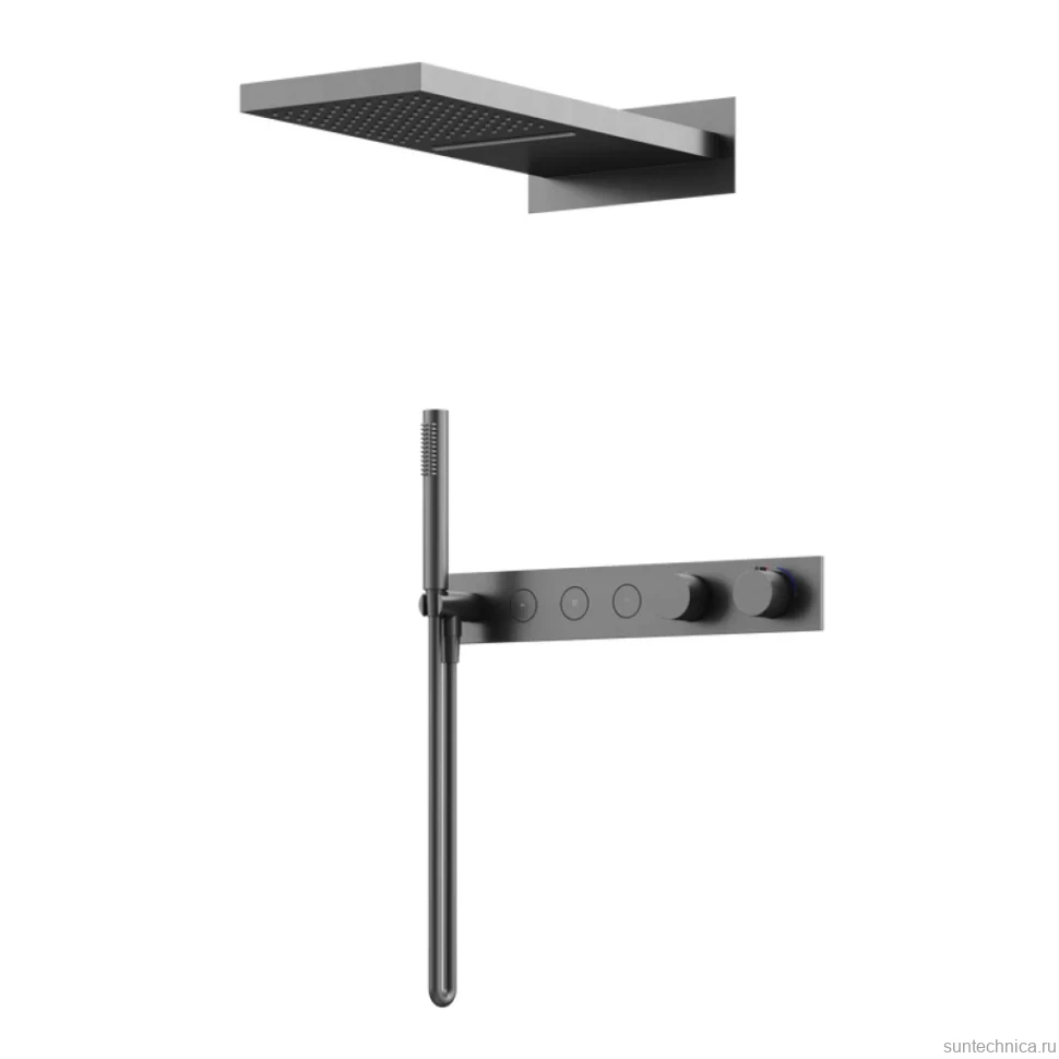 Душевой комплект Sancos Linn SC9023GG С ВНУТРЕННЕЙ ЧАСТЬЮ, вороненая сталь