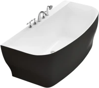 Акриловая ванна BelBagno BB74-NERO-W0 165x80 см, пристенная, черно-белая, на ножках, с донным клапаном