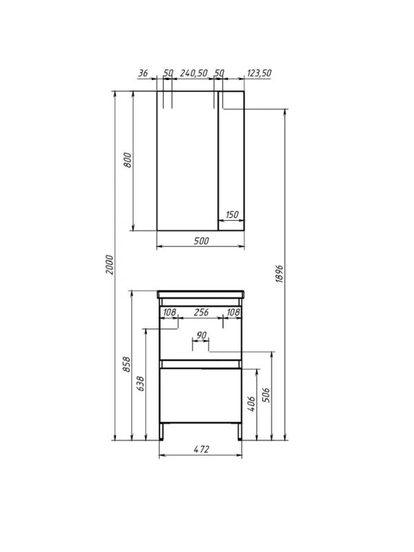 Тумба под умывальник Эридан Н 50-02 Белый глянцевый (1)