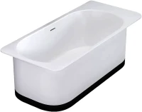 Ванна из искусственного камня Salini Ninfea S-Stone 180x80 см, отдельностоящая, матовая белая, со сливом-переливом, с донным клапаном