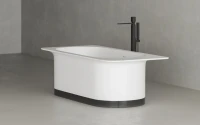Ванна из искусственного камня Salini Ninfea S-Stone 180x80 см, отдельностоящая, матовая белая, со сливом-переливом, с донным клапаном