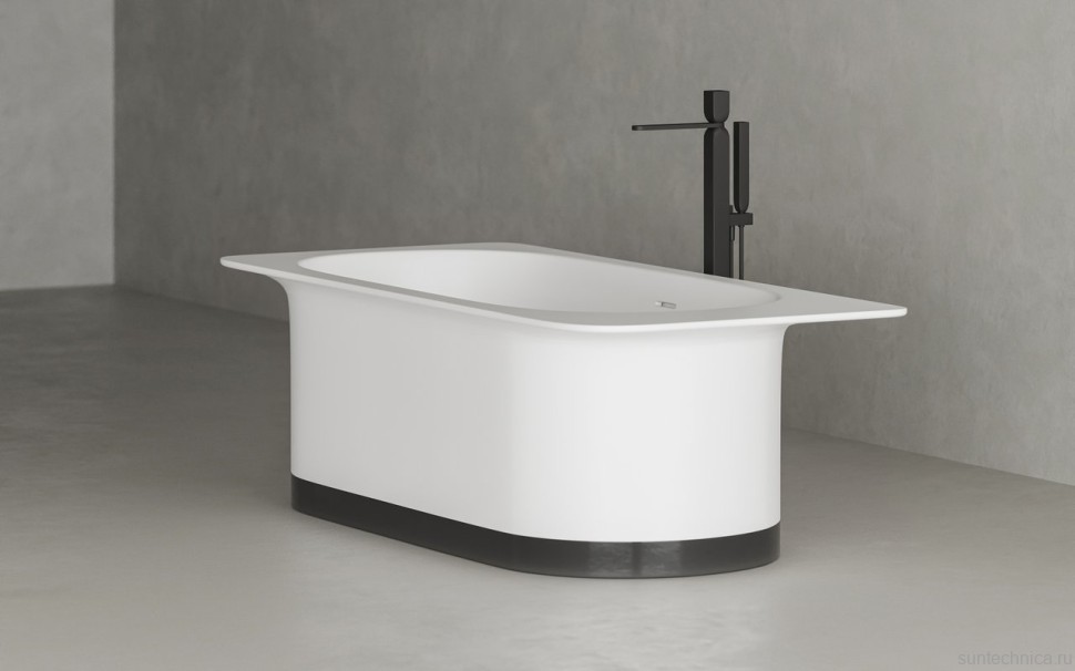 Ванна из искусственного камня Salini Ninfea S-Stone 180x80 см, отдельностоящая, матовая белая, со сливом-переливом, с донным клапаном