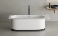Ванна из искусственного камня Salini Ninfea S-Stone 180x80 см, отдельностоящая, матовая белая, со сливом-переливом, с донным клапаном