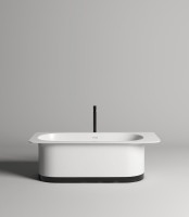 Ванна из искусственного камня Salini Ninfea S-Stone 180x80 см, отдельностоящая, матовая белая, со сливом-переливом, с донным клапаном