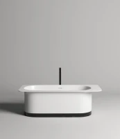 Ванна из искусственного камня Salini Ninfea S-Stone 180x80 см, отдельностоящая, матовая белая, со сливом-переливом, с донным клапаном
