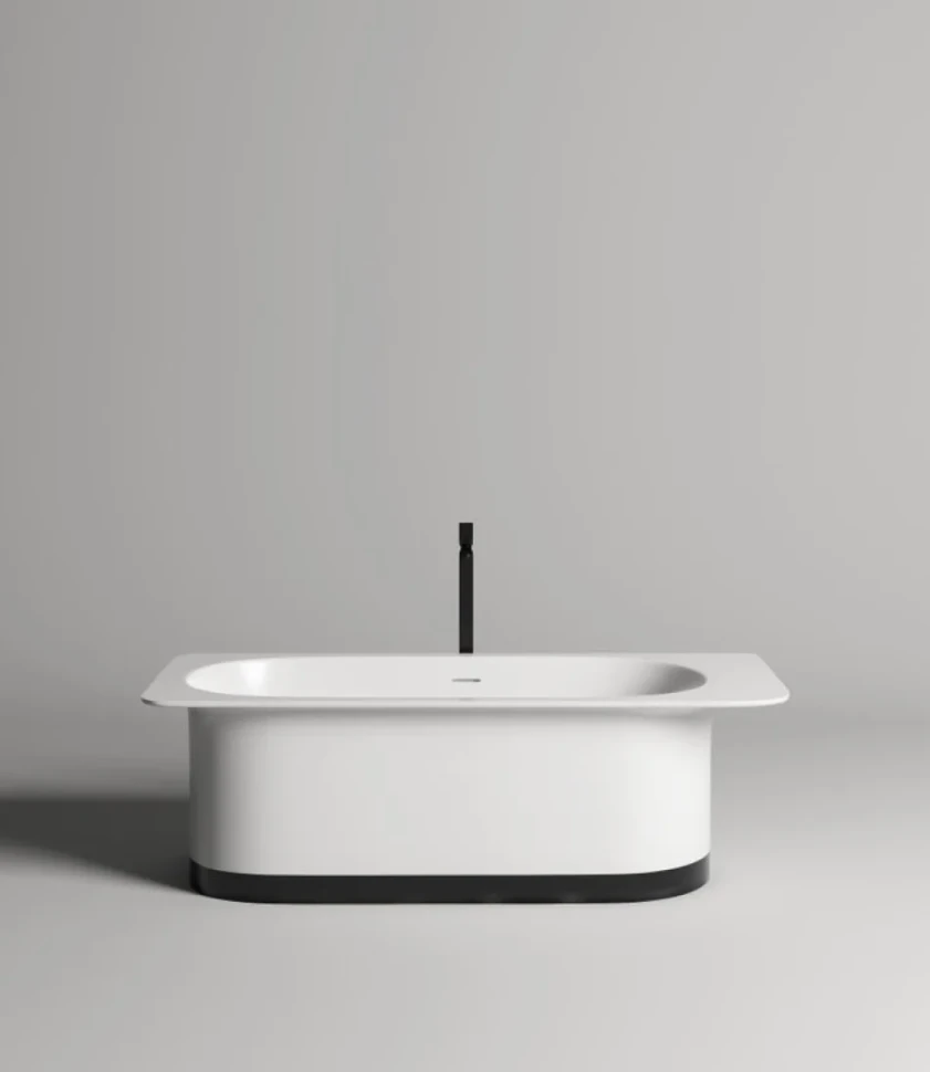 Ванна из искусственного камня Salini Ninfea S-Stone 180x80 см, отдельностоящая, матовая белая, со сливом-переливом, с донным клапаном