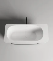 Ванна из искусственного камня Salini Ninfea S-Stone 180x80 см, отдельностоящая, матовая белая, со сливом-переливом, с донным клапаном
