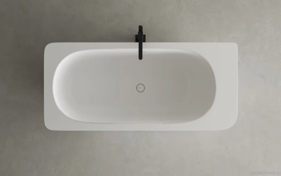 Ванна из искусственного камня Salini Ninfea S-Stone 180x80 см, отдельностоящая, матовая белая, со сливом-переливом, с донным клапаном