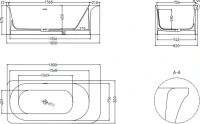 Ванна из искусственного камня Salini Ninfea S-Stone 180x80 см, отдельностоящая, матовая белая, со сливом-переливом, с донным клапаном