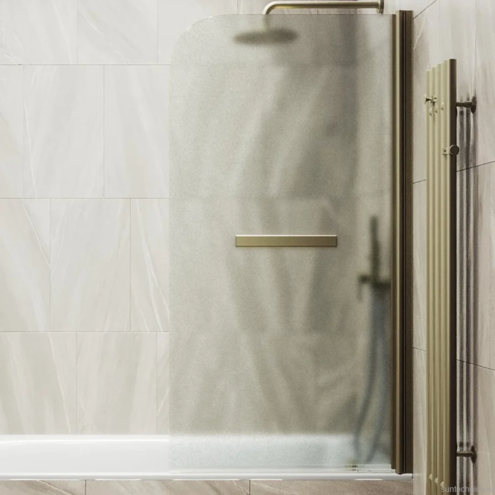 Шторка на ванну Maybahglass MGV-781-2 60x140, профиль бронза, стекло сатин