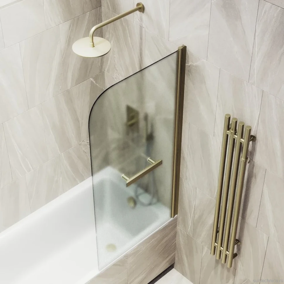 Шторка на ванну Maybahglass MGV-781-2 60x140, профиль бронза, стекло сатин